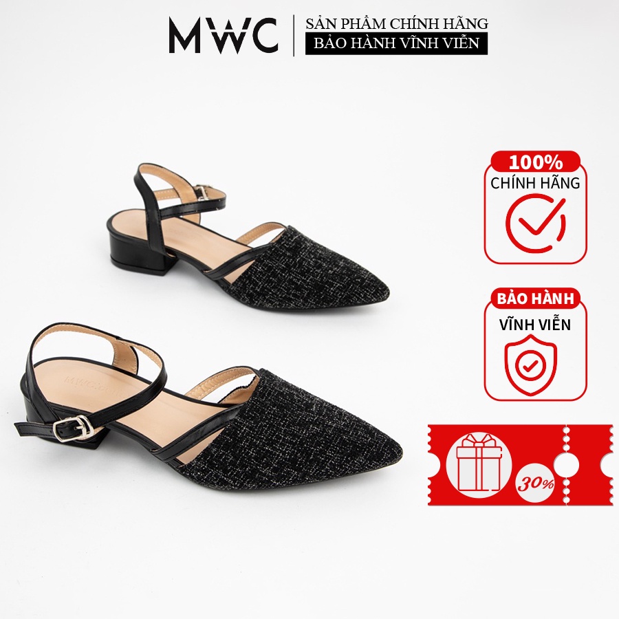 Giày Sandal Cao Gót MWC Đế Vuông 3CM Bít Mũi NUCG – 3916