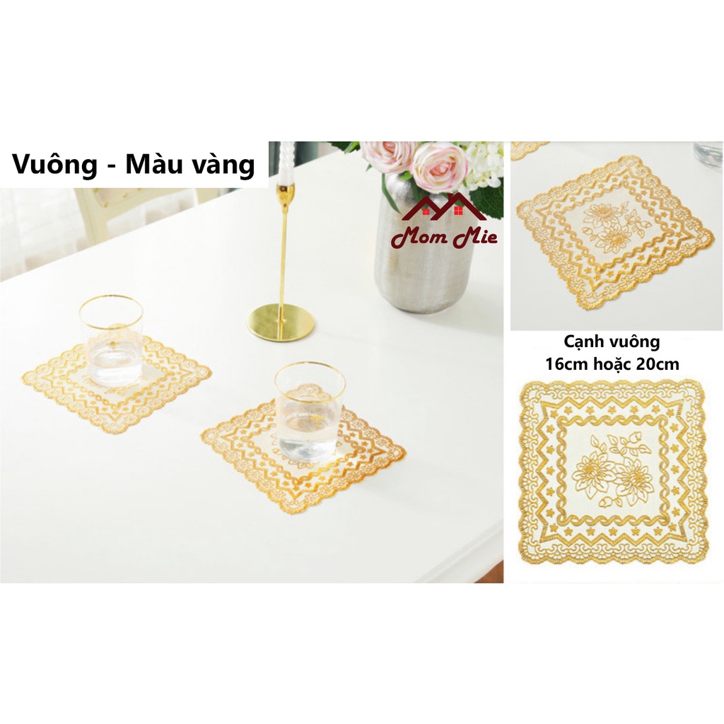 Miếng lót bình trà, bình hoa, hoa văn dập nổi vuông-tròn - A003 - A004