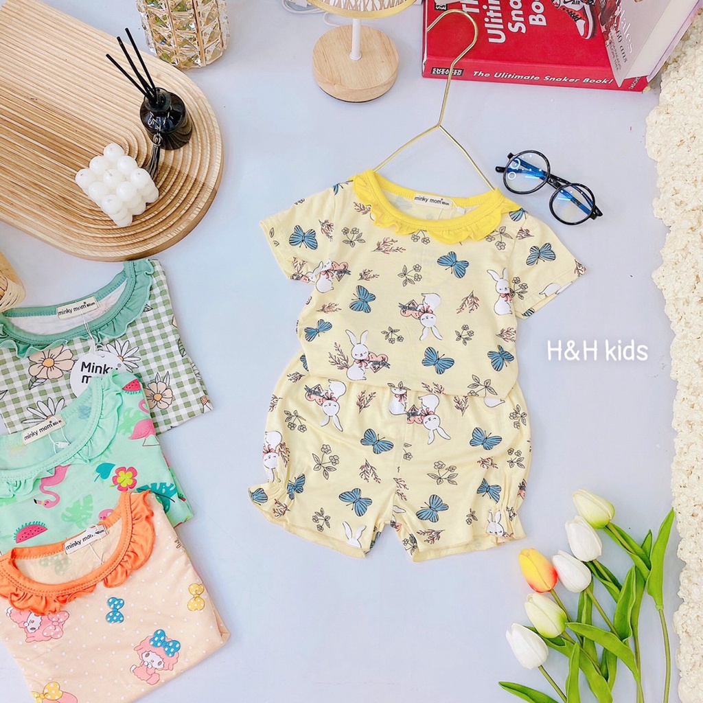 Bộ cộc tay thun lạnh Minky Mom cho bé gái.