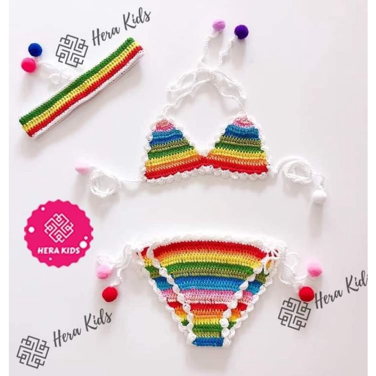 Bikini đi biển cầu vòng, áo tắm cho bé 3-20kg
