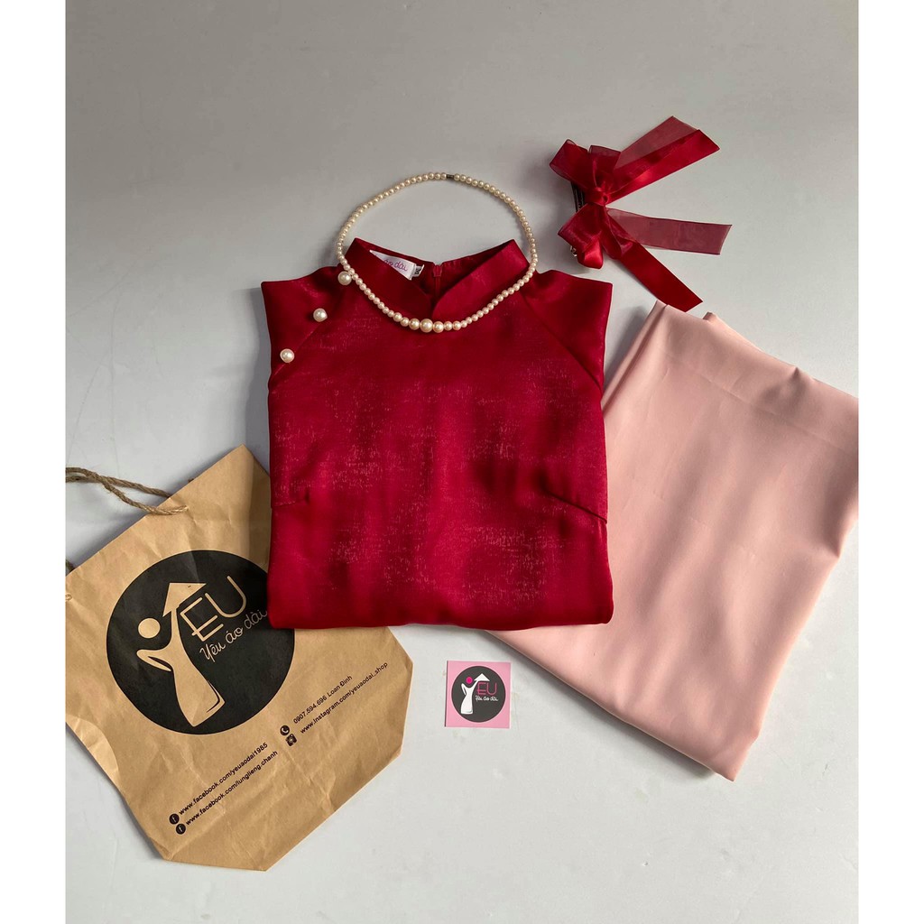 ÁO DÀI DÁNG XƯA LỤA TÂY THI ĐỎ ⚡HÀNG THIẾT KẾ⚡ Trẻ trung, Thoải mái, Không lo bụng mỡ, Không lo lên ký