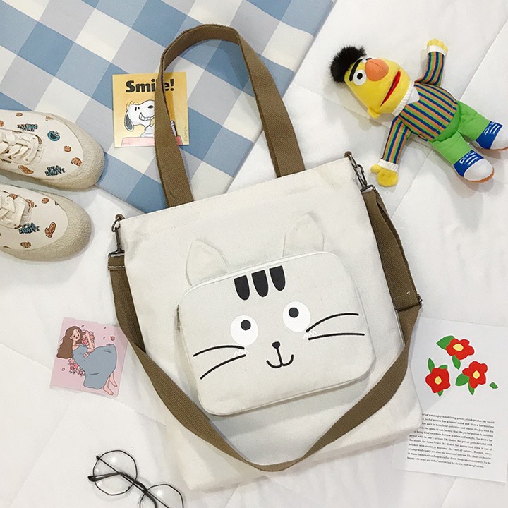 Túi tote size đại hộp mặt mèo CÓ ẢNH THẬT