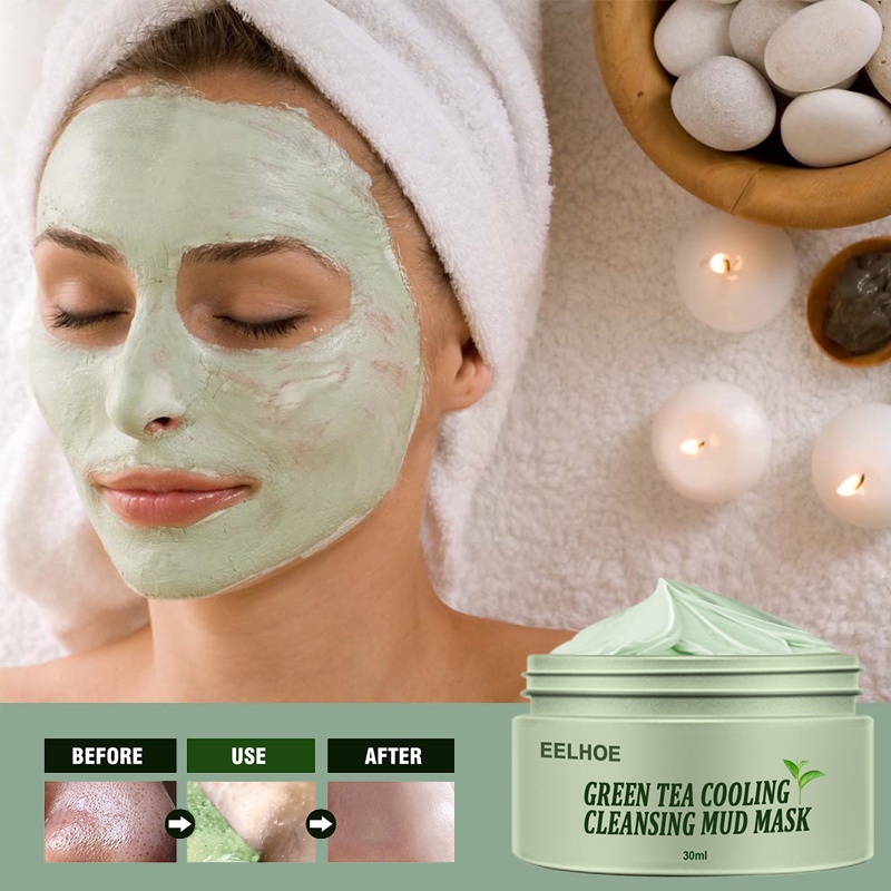 EELHOE Mặt Nạ Lột Làm Sạch Mụn Kiểm Soát Dầu Trà Xanh Mặt Nạ Làm Sạch Mặt Nạ Bùn Dưỡng Ẩm Mụn Đầu Đen Và Lỗ Chân Lông Mịn-Ampere