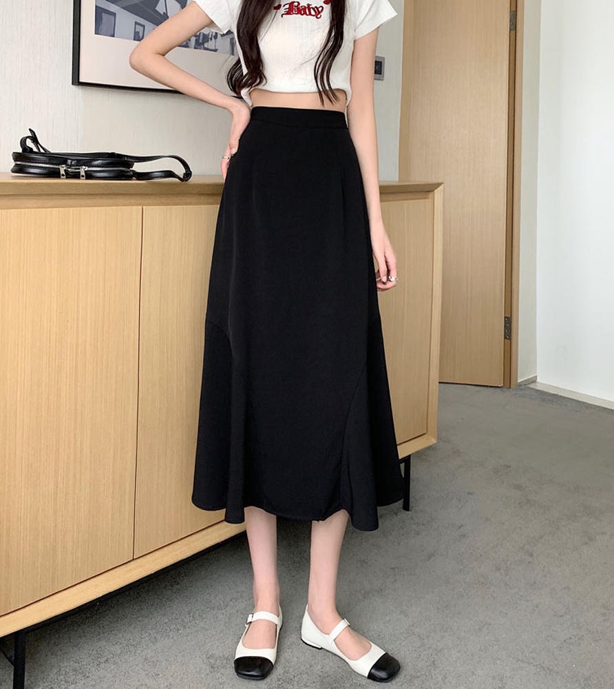 Chân Váy Dài Chữ A Lưng Thun Màu Trơn Phong Cách Mới 50620