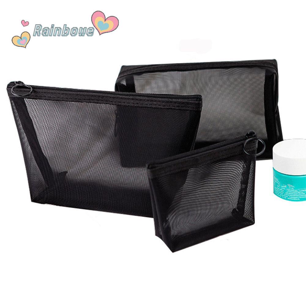 Túi đựng mỹ phẩm bằng lưới có khóa kéo tiện dụng mang theo du lịch cắm trại ngoài trời