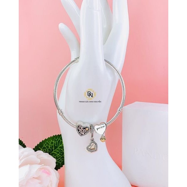 Vòng tay charm màu hồng b925 ALE