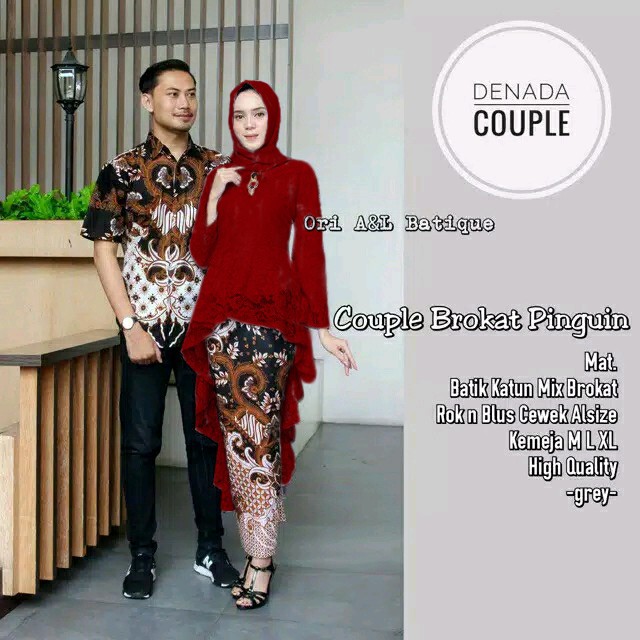 Sarimbit Set Đầm Dự Tiệc Batik Cho Cặp Đôi Kebaya Brukat Batik Denada