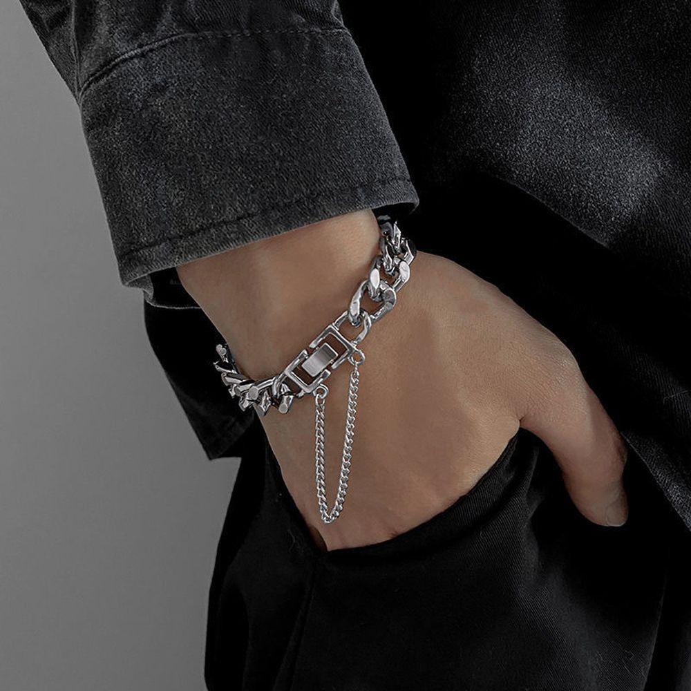 Vòng Tay Dây Xích Dày Thiết Kế Đơn Giản Phong Cách Hip Hop Thời Trang Cho Nam Và Nữ