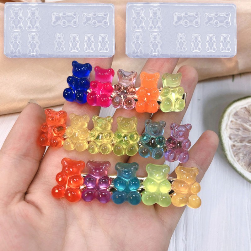 Set 5 khuôn silicon để tạo hình phụ kiện gấu dễ thương trang trí móng nghệ thuật
