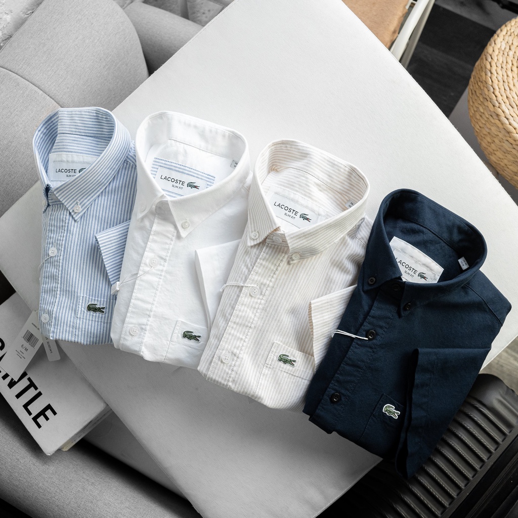 Aó sơ mi nam ngắn tay Lacoste (Form Slim,chất liệu vải Oxford,mềm mịn thoáng mát,Hàng VNXK)