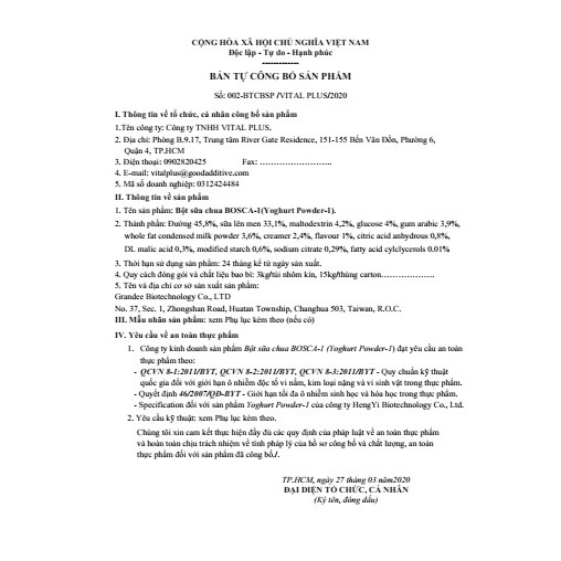 Bột Sữa Chua - Yogurt Powder - Vital Plus - Shop Nhà Anise