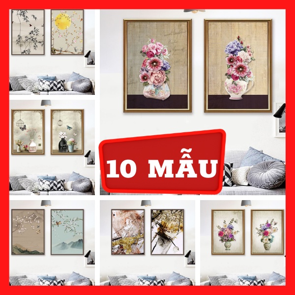 Bộ 2 - Tranh treo tường - Trang trí phòng khách Hiện đại/Gỗ MDF Hàn Quốc chống ẩm mốc, mối mọt TD15
