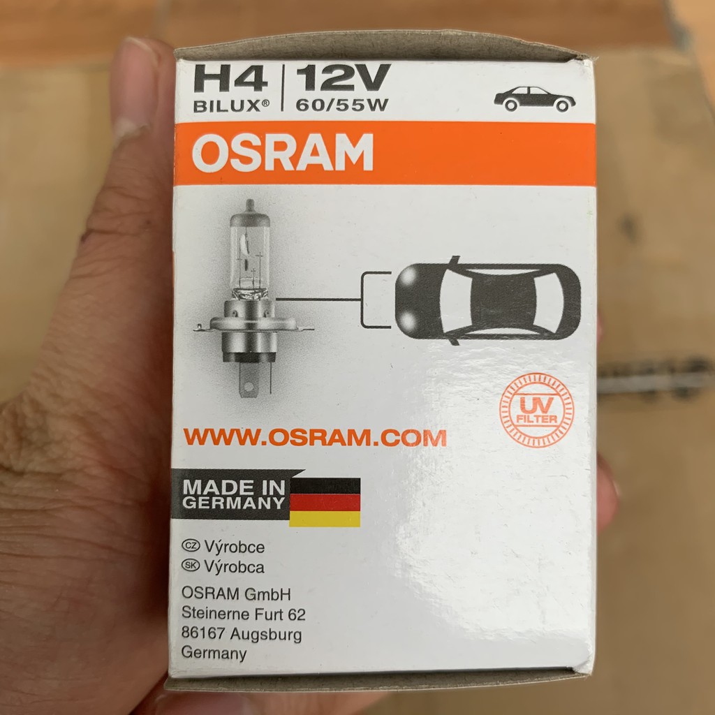 [Siêu sáng] Bóng đèn ô tô xe máy OSRAM tiêu chuẩn 12V halogen 60/55W chân H4 chính hãng