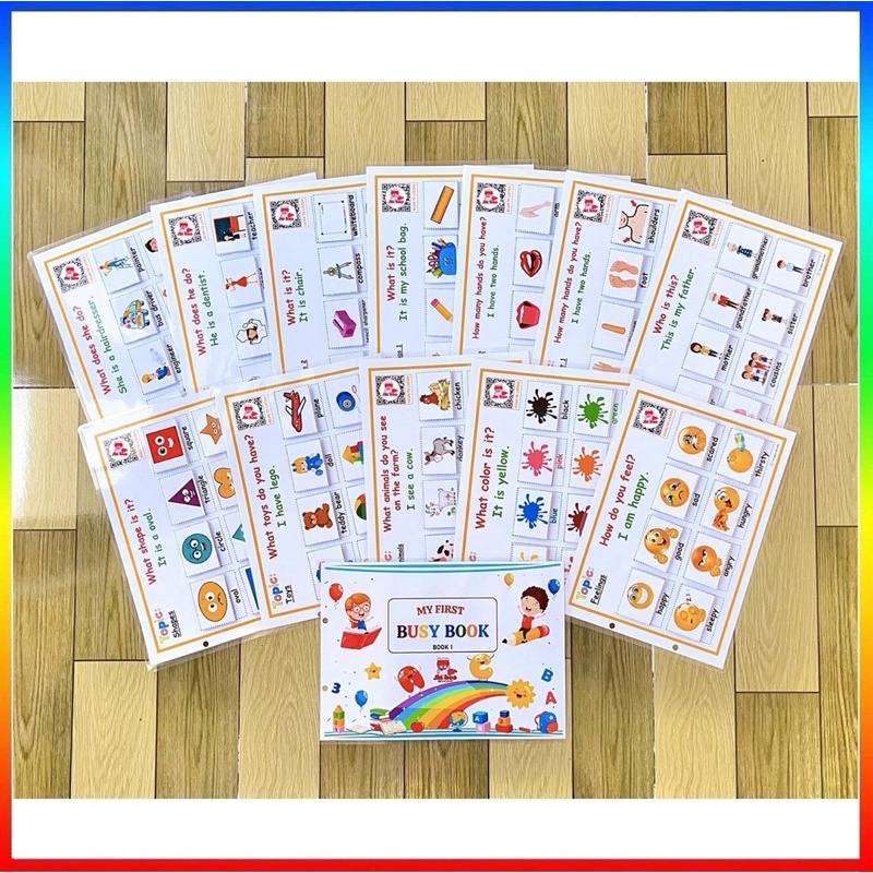 MY FIRST BUSY BOOK, Học liệu Tiếng anh 23 chủ đề, Bảng bận rộn Busy board, Từ vựng tiếng anh