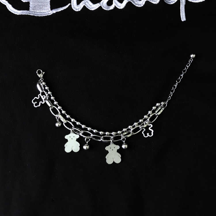 Vòng Tay Đôi Bằng Thép Không Gỉ Hình Gấu Dễ Thương | BigBuy360 - bigbuy360.vn