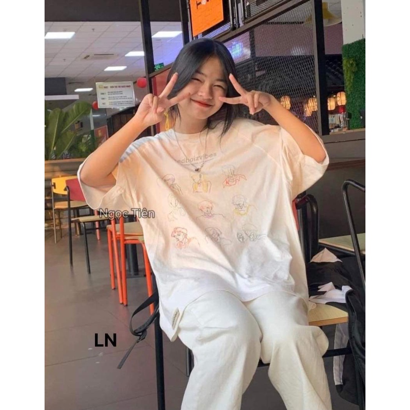 Set đồ nữ,Áo phông Nam nữ Unisex,Áo thun  sadboiz 9 mặt người form thụng rộng tay lỡ màu đen trắng
