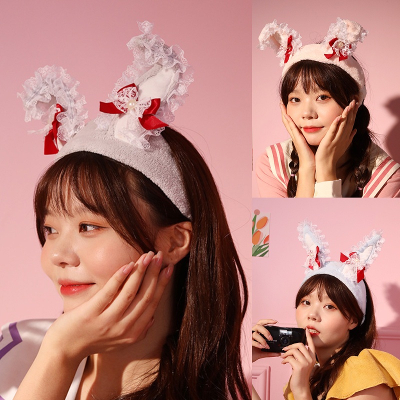 Băng Đô Tai Thỏ Họa Tiết Hoạt Hình Dễ Thương