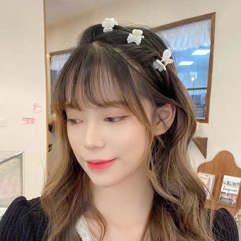 Kẹp Tóc / Kẹp Tóc Đuôi Ngựa Hình Vuông Nhỏ Đính Ngọc Trai Phong Cách Hàn Quốc Đơn Giản Thời Trang Cho Nữ