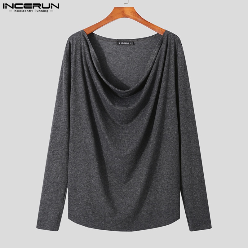 Áo sơ mi INCERUN tay dài dáng ôm phong cách cổ điển thời trang mùa thu cho nam