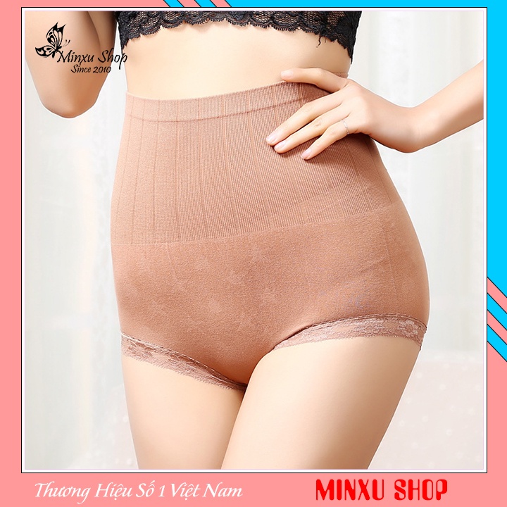 Quần lót nâng mông lưng cao, cạp cao gen bụng, quần lót nữ viền ren quyến rũ Minxu Shop 3112