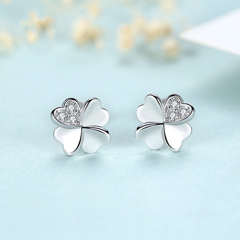 Bông Tai Hoa Hồng Xi Mạ Bạc 925