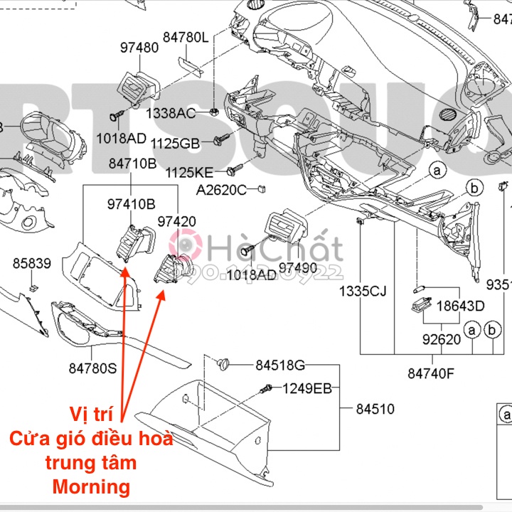 Cửa gió điều hoà KIA MORNING 2012-2020 / nhập khẩu chính hãng KIA MOTORS - HYUNDAI MOBIS Hàn Quốc