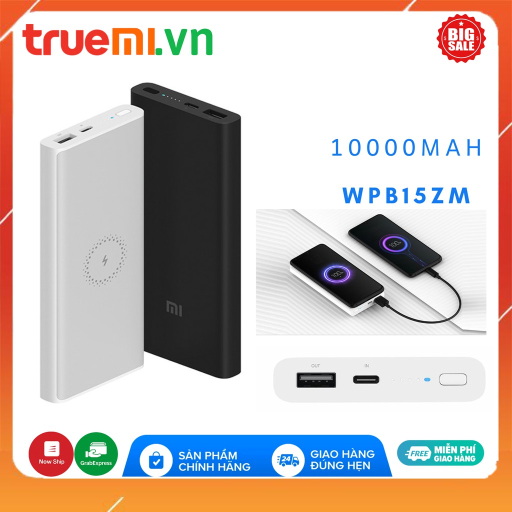 Sạc dự phòng tích hợp sạc không dây 10000mAh Xiaomi lite WPB15ZM | BH 03 tháng