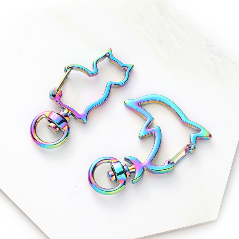 Set 10 Móc Khóa Tôm Hùm / Trái Tim / Ngôi Sao Bằng Kim Loại Màu Cầu Vồng