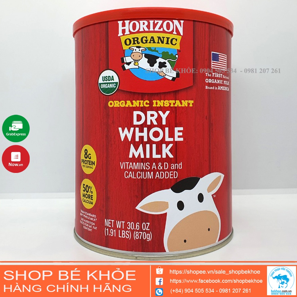 Sữa Horizon Organic Dry Whole Milk - Sữa tươi dạng bột hữu cơ Organic Horizon 870gr