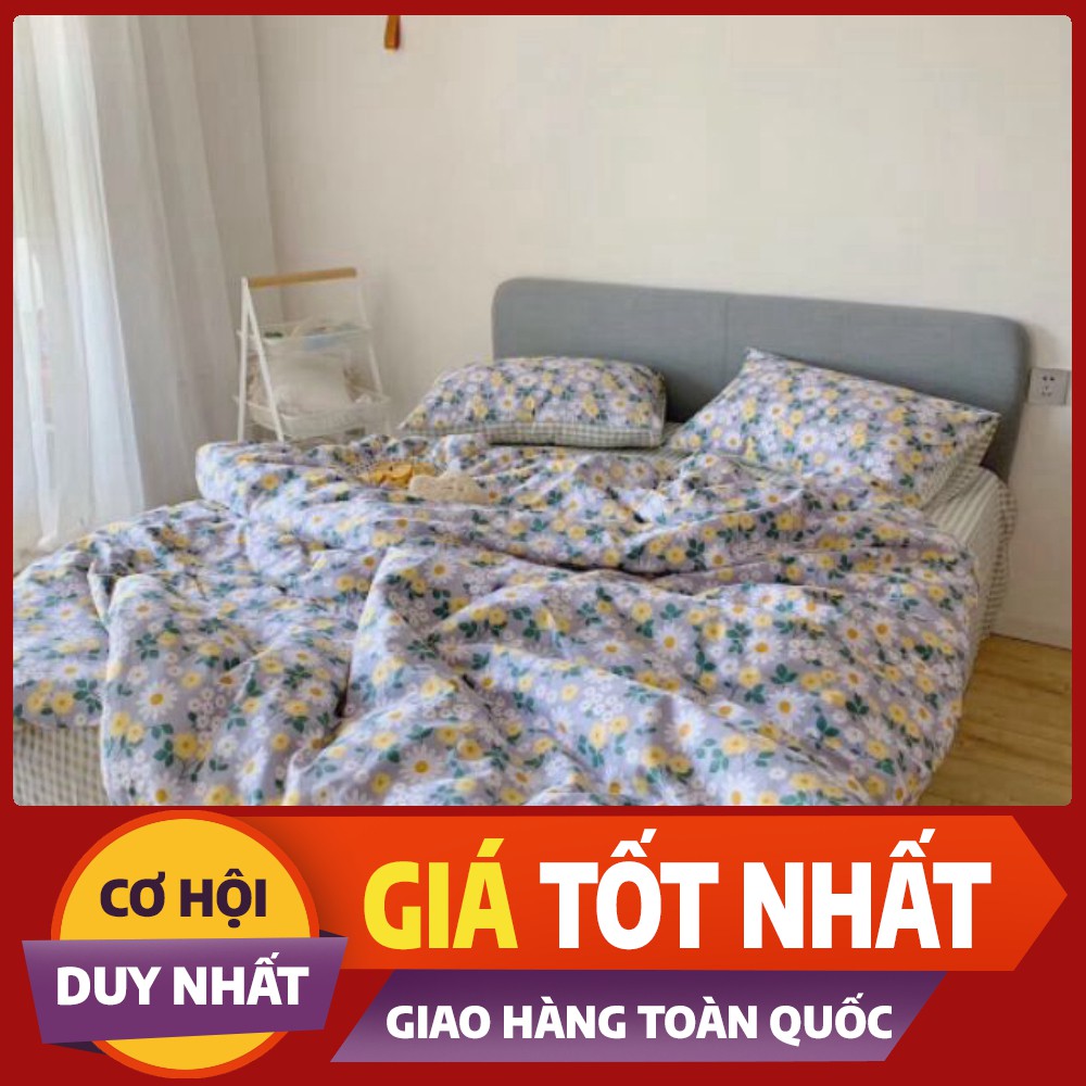 Bộ chăn ga gối cotton poly nhập khẩu ga Hàn Quốc( chat chọn mẫu)