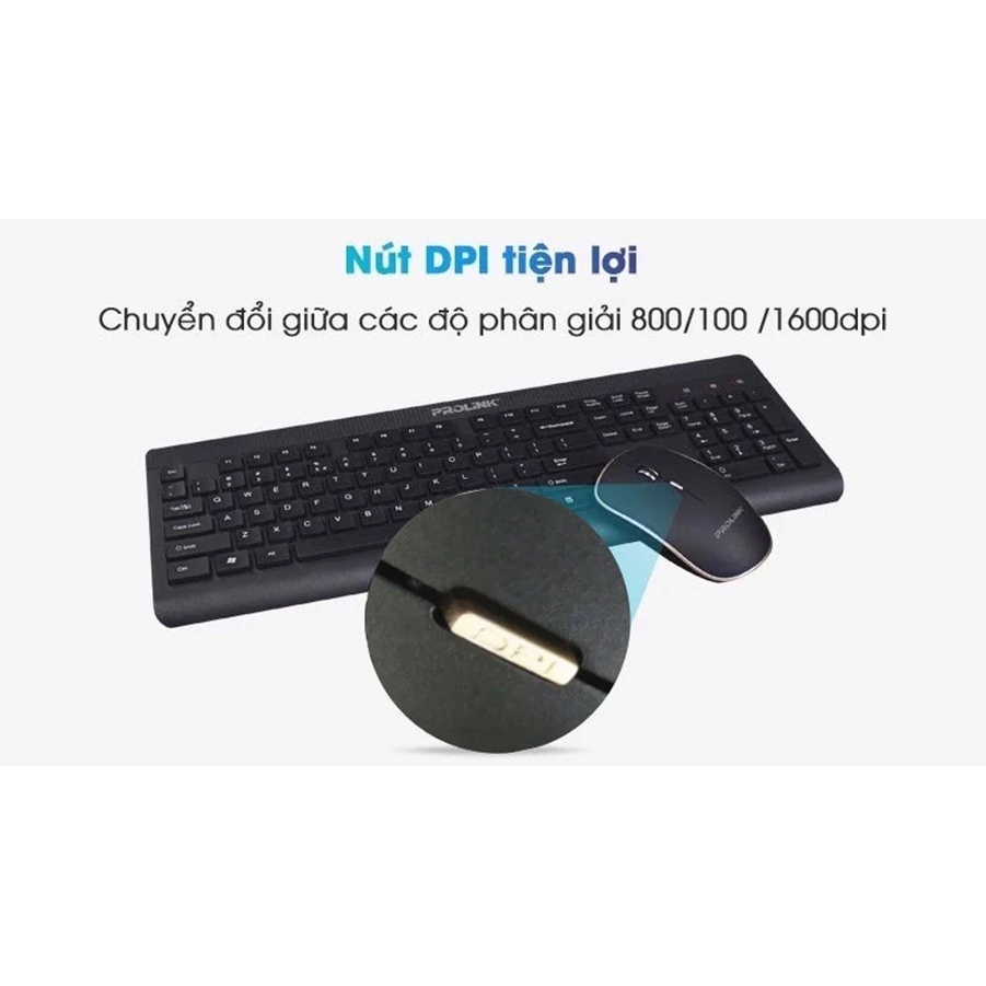 Bộ bàn phím và chuột vi tính không dây Prolink PCWM7003 - Hàng phân phối chính hãng