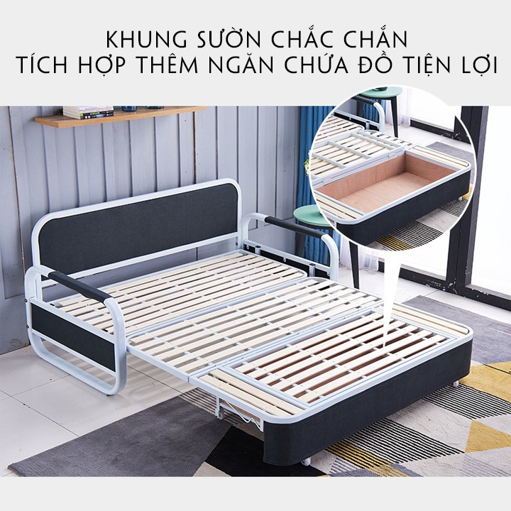 GIƯƠNG SOFA GẬP GỌN THÀNH GHẾ  CÓ NGĂN CHỨA ĐỒ 1m58 X 1m92 | WebRaoVat - webraovat.net.vn