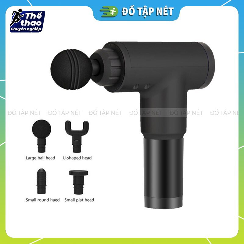 Súng massage fascial gun 4 đầu 6 chế độ, giảm căng cơ trị nhức mỏi vai gáy