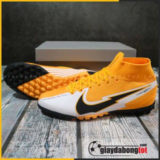 Giày Mercurial Superfly 7 Elite TF vàng trắng đen | Cổ thun ôm chân, da vải, ảnh thật 100%