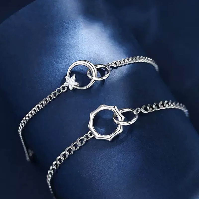 ❤zheting❤ Vòng Đeo Tay Cặp Đôi Hình Mặt Trời Mặt Trăng Ngôi Sao Mobius Twilight Twilight