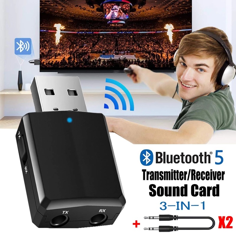 Thiết Bị Nhận Tín Hiệu Âm Thanh 3 Trong 1 Usb Bluetooth 5.0 Giắc Cắm 3.5mm