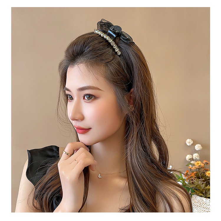 Kẹp tóc càng cua phối ren đính đá phong cách thời trang hàn quốc dễ thương cho nữ KT24