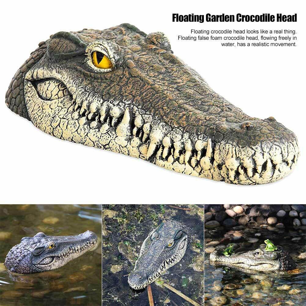 Artificial Crocodile Alligator Head Decoy Scare Duck Birds Decoration for Garden Pond Patio Pool