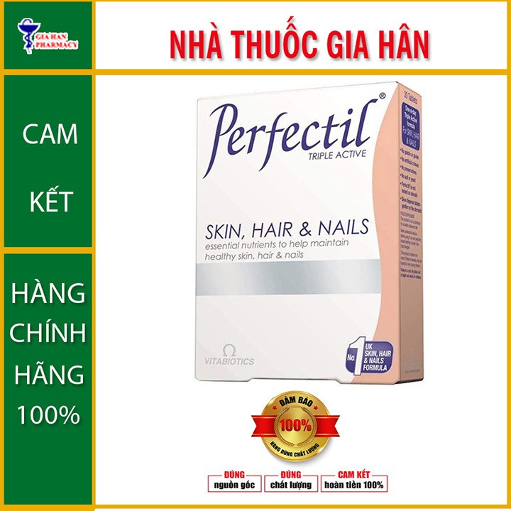 Vitabiotics Perfectil Skin, Hair & Nails Hộp 30 Viên - Dưỡng Chất Giúp Da Sáng, Tóc Mượt Và Móng Chắc