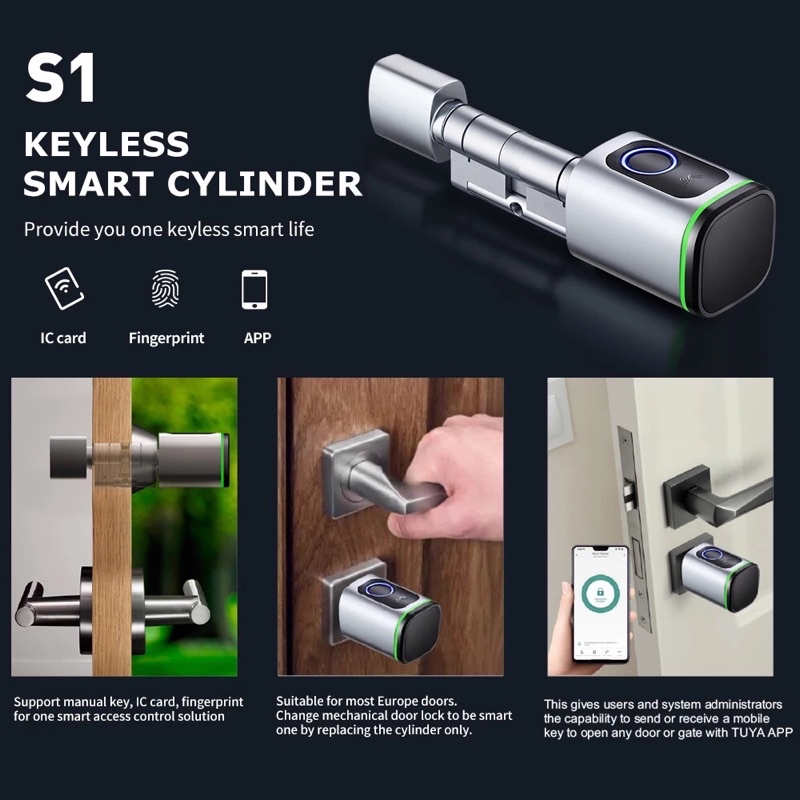 Khóa Vân Tay Thông Minh Greel - Khóa Vân Tay PHỤ KIỆN THÔNG MINH Dùng Thẻ Chip, Vân Tay, Bluetooth, Chìa Dự Phòng