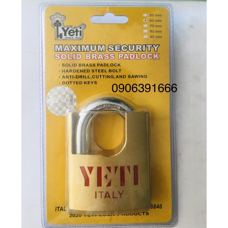 Ổ khoá chống cắt YETI-60mm- YTALY