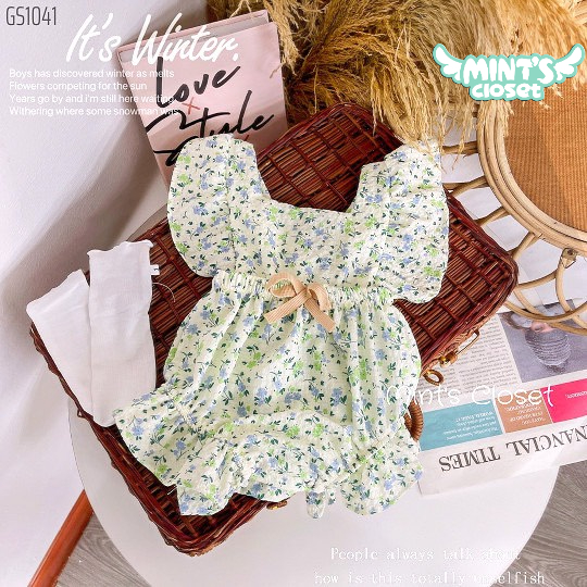 Bodysuit cánh tiên họa tiết hoa nhí cho bé gái sơ sinh sơ sinh 1 2 tuổi MINTSCLOSET Mint's Closet - GS1041