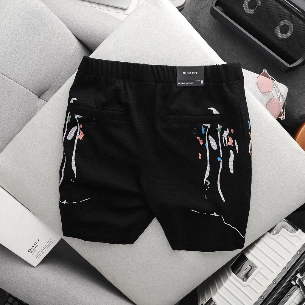 Quần Short Nam BWG Paint Flow , Chất Cotton Pique Thoải Mái , QD003126,Somehow