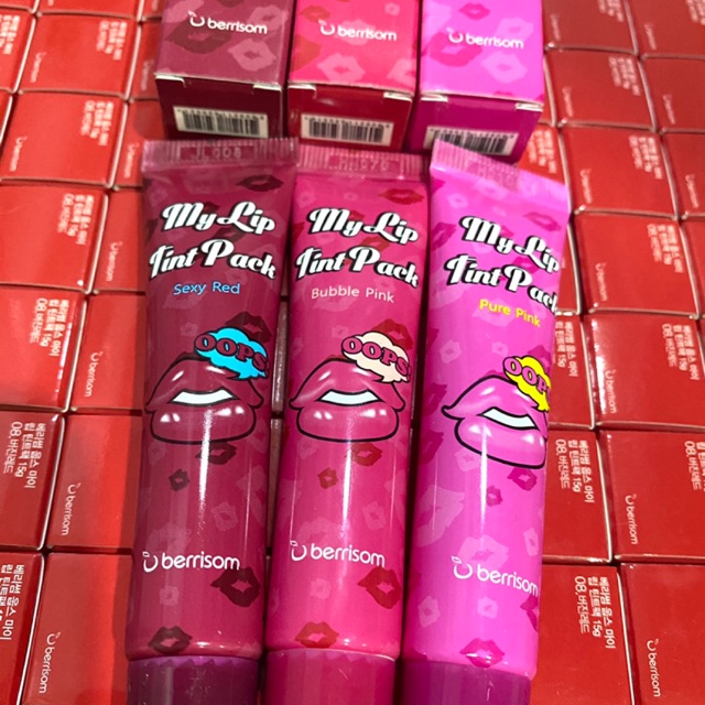 Combo 3 son xăm môi Hàn Quốc chính hãng Berisom Chu My Lip Tint Pack  #3 tông màu bất kỳ