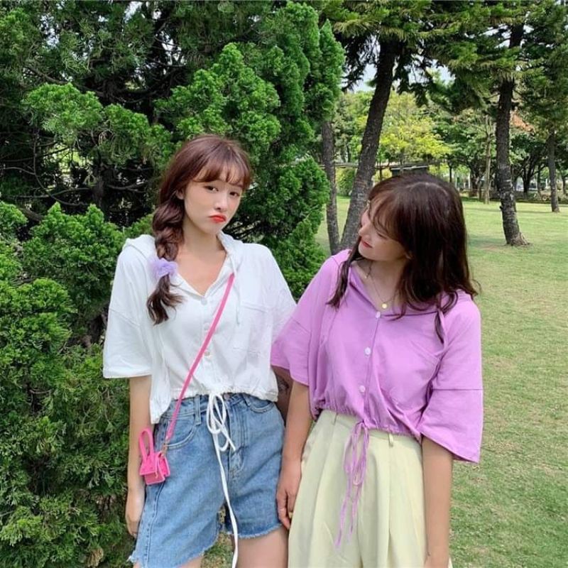 ÁO CROPTOP FORM RỘNG NÓN NÚT