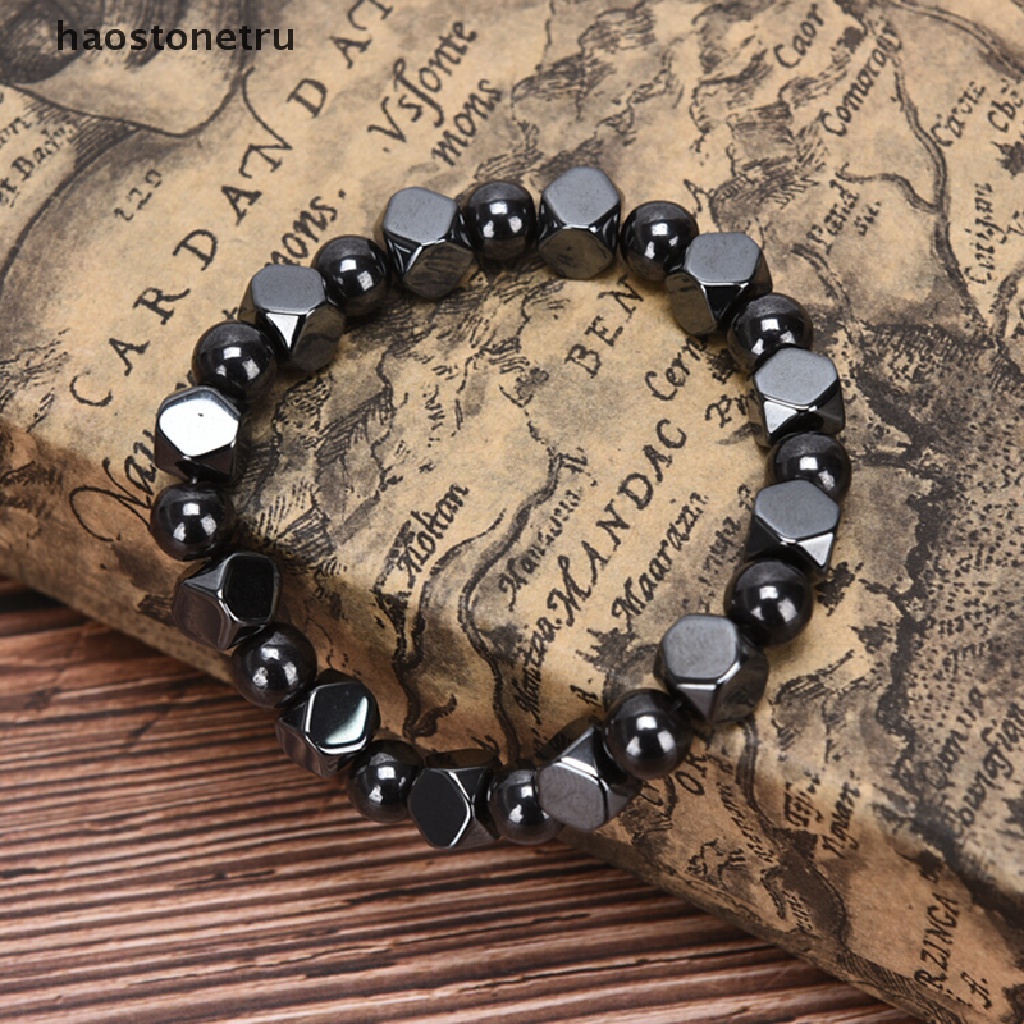 Vòng Tay Chuỗi Hạt Đen Đá Hematite Từ Tính Chăm Sóc Sức Khỏe Dành Cho Nam