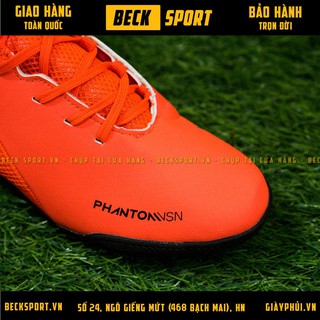 Giày Bóng Đá Phantom Đỏ Vạch Bạc Đế Đen Gót Lưới TF