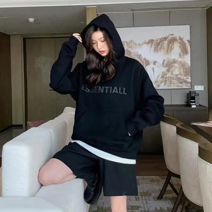 Áo Nỉ Hoodie Unisex Thêu Chữ Essentials Madela Form Rộng Có Mũ Rộng,Hoodie Nỉ Phong Cách Hàn Quốc Trẻ Trung- Una07