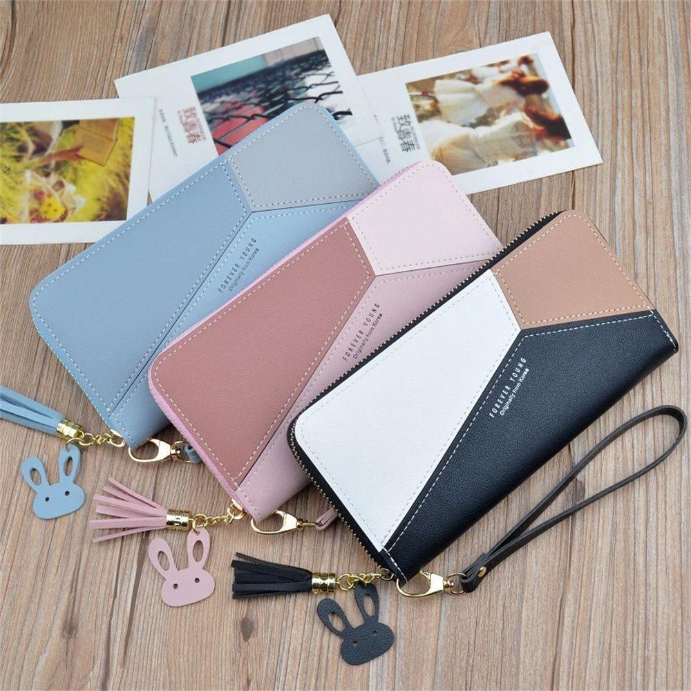 MIH Credit Card Holder Geometric Women PU Leather Tassel Design Wallet