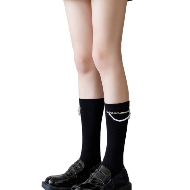 Xiangbao Tất Bắp Chân Cotton Đính Hạt Ngọc Trai Giả Tua Rua Phong Cách Harajuku Nhật Bản Lolita Cho Nữ
